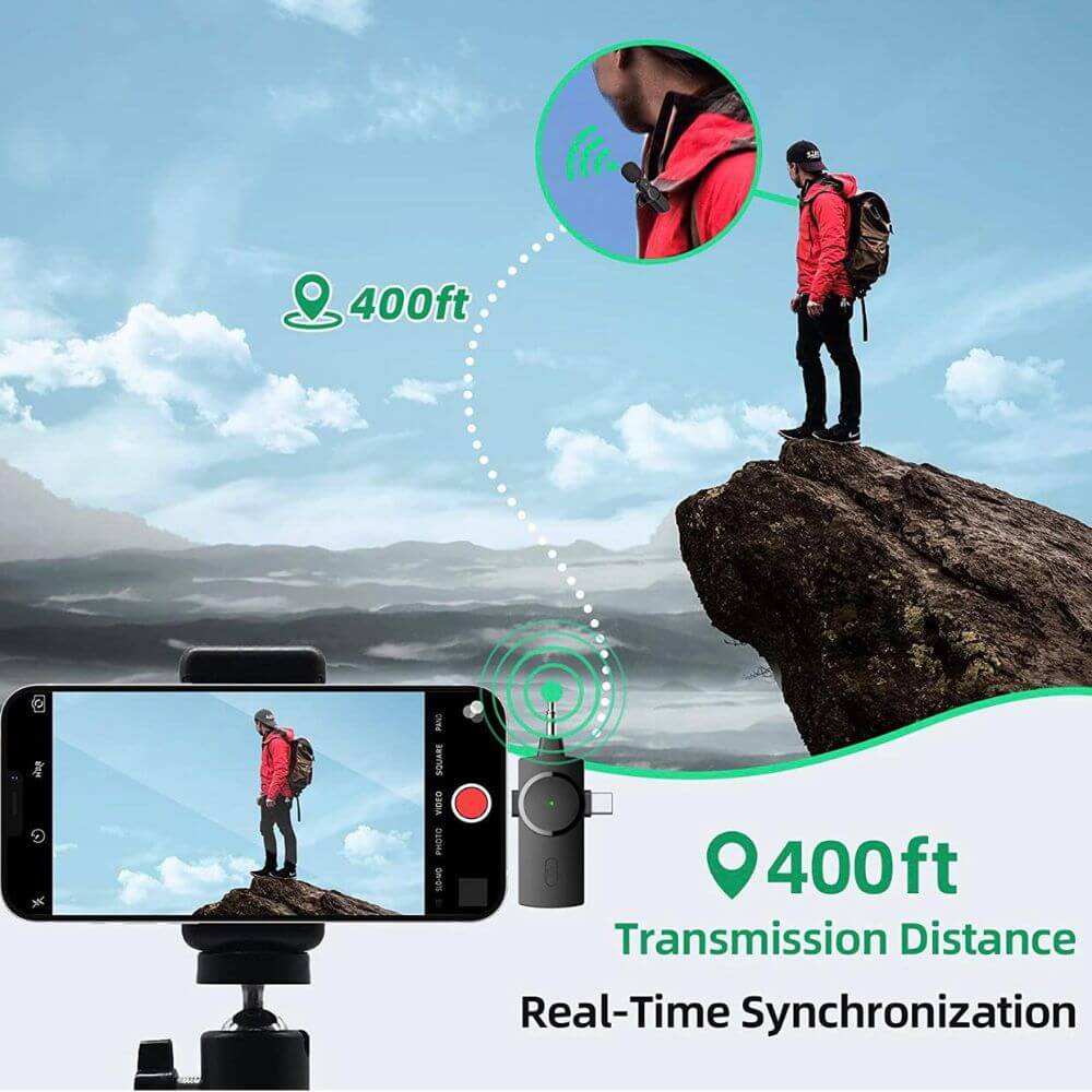 3-in-1 Wireless Lavalier Microphone Dual Mics Noise Reduction – Image 3