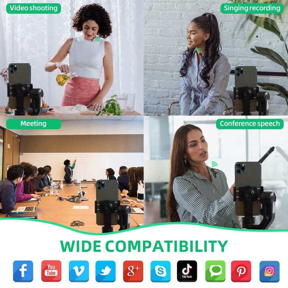 3-in-1 Wireless Lavalier Microphone Dual Mics Noise Reduction – Image 8