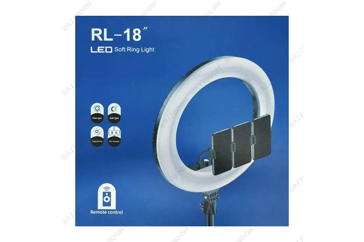 Professional LED Ring Light 18” RL-18 with Remote Control, Tripod & Phone Holder