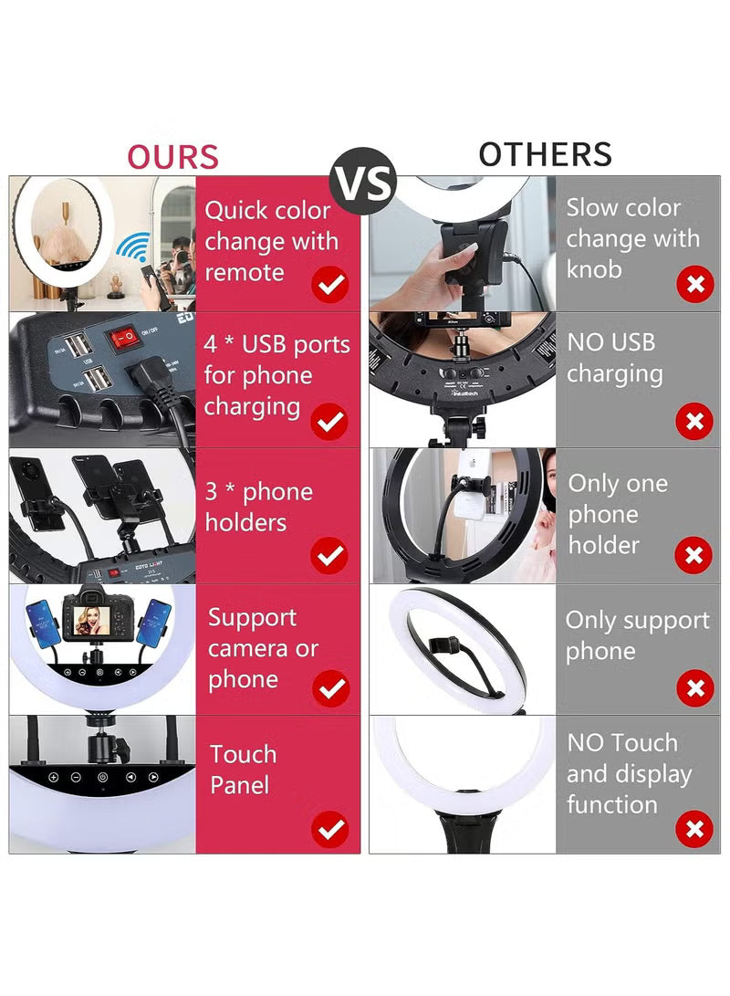 Professional LED Ring Light 18” RL-18 with Remote Control, Tripod & Phone Holder – Image 4