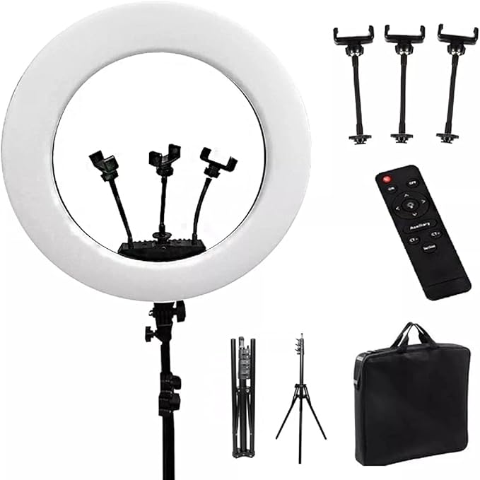 Professional LED Ring Light 18” RL-18 with Remote Control, Tripod & Phone Holder – Image 7