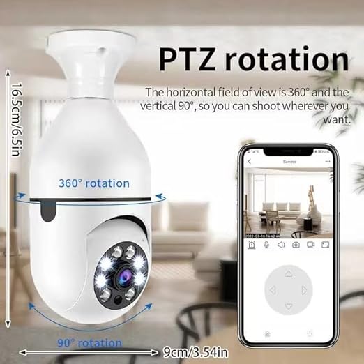 2-Pack PTZ Light Bulb Security Camera 360° WiFi – Motion Detection – Image 2