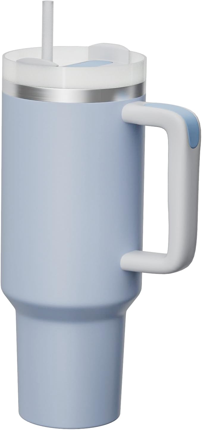 Set of 2 – 40oz Insulated Travel Tumblers with Handle & Straw – Image 2