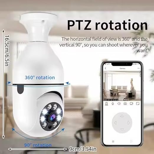 2-Pack PTZ Light Bulb Security Camera 360° WiFi – Motion Detection – Image 5
