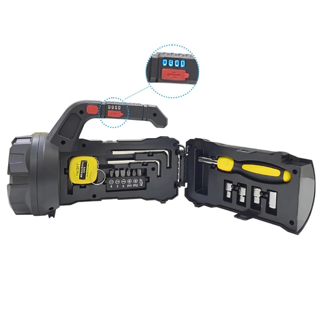Multifunctional – Rechargeable – LED – Flashlight with Tool Kit 5-in-1 – Image 4