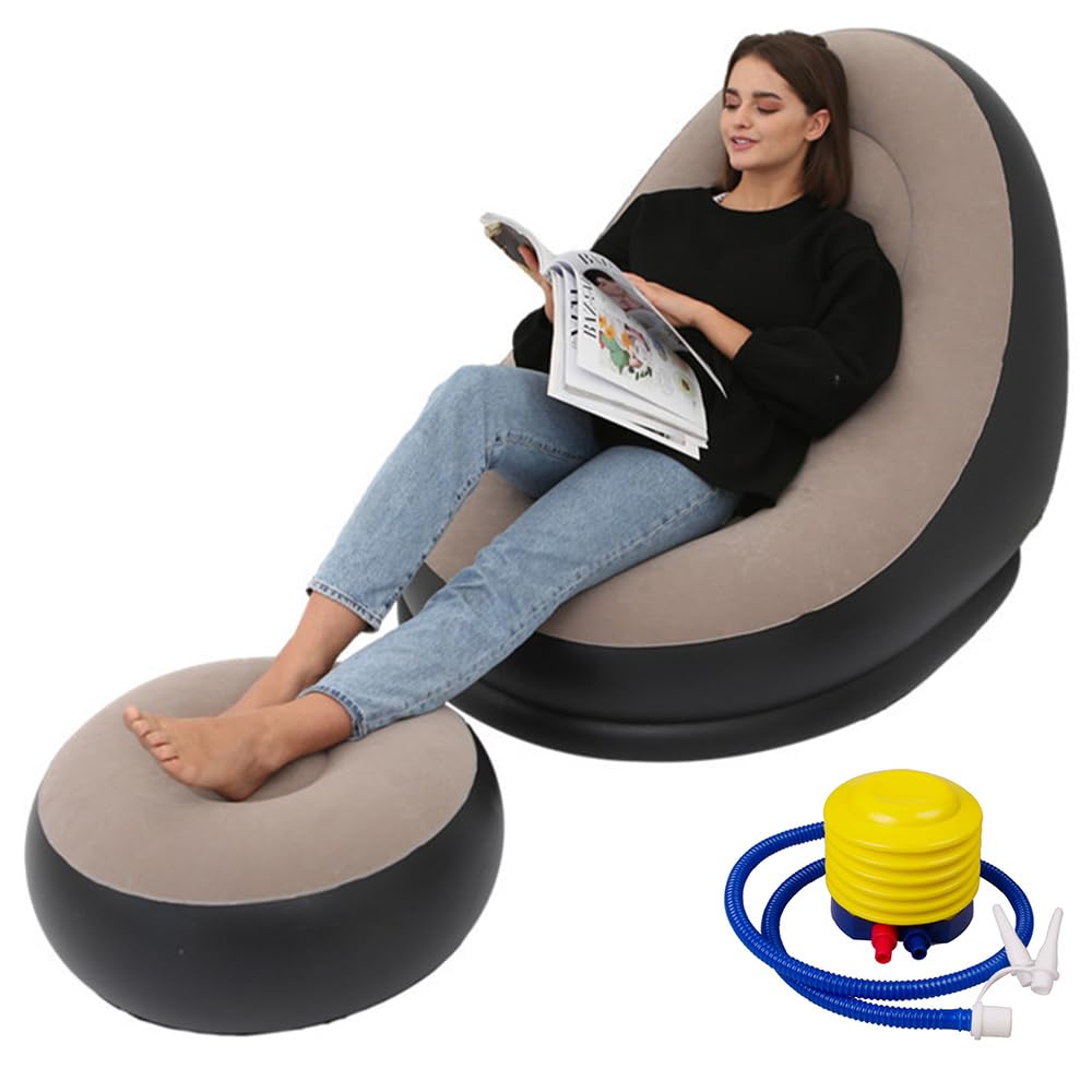 2Pcs Portable Inflatable Sofa Chair Air Pump Outdoor – Indoor
