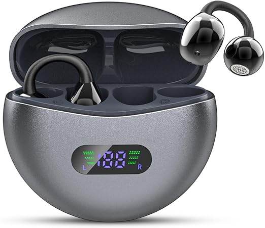 Open-Ear Clip Wireless Earbuds – Bluetooth 5.4, Black