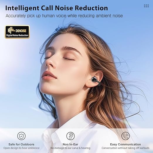 Open-Ear Clip Wireless Earbuds – Bluetooth 5.4, Black – Image 2