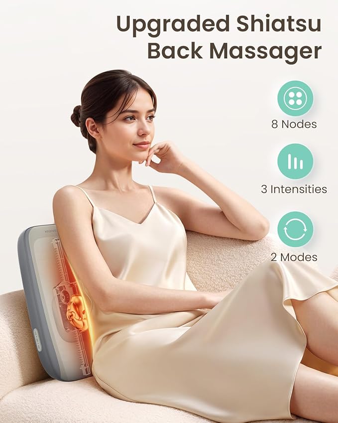 Snailax Shiatsu Neck & Back Massager with Heat – Deep Tissue Kneading Massage Cushion – Image 2