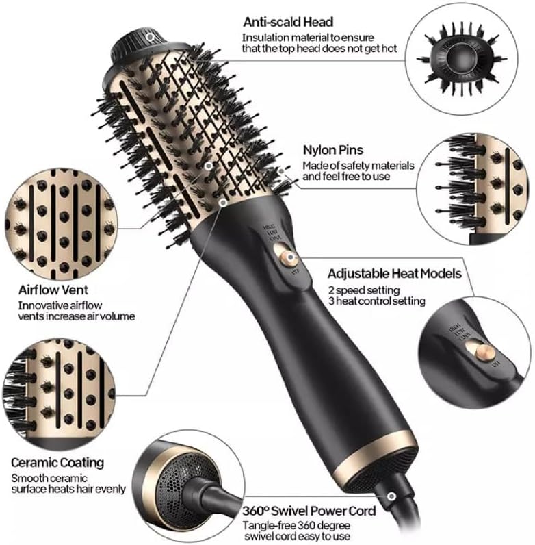 Professional 3 in 1 Hot Air Combo Set – ✅ Negative Ion Hair Dryer & Styling Brush – Image 2