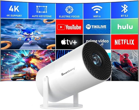 Portable 4K Projector – WiFi, Bluetooth & Android OS with 8000+ Apps