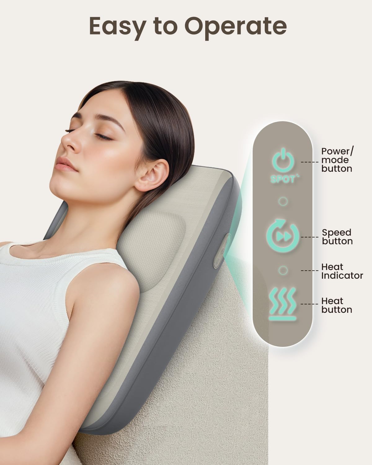 Snailax Shiatsu Neck & Back Massager with Heat – Deep Tissue Kneading Massage Cushion – Image 5