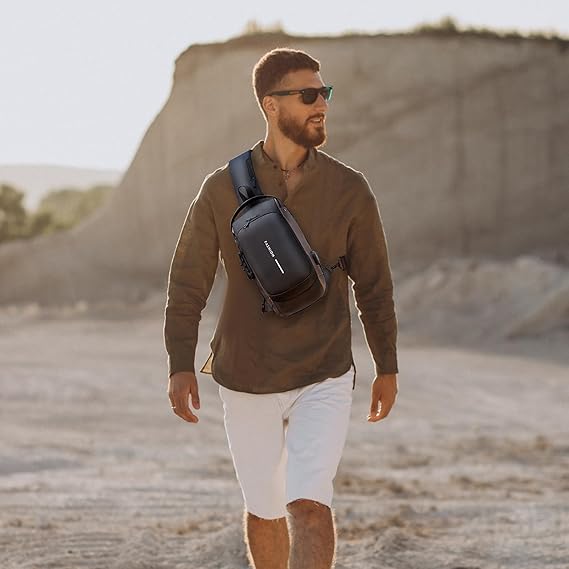 Men’s Anti-Theft Sling Bag – PU Leather Crossbody Shoulder Chest Bag – Image 6