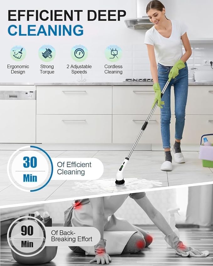 9-in-1 Multifunction Electric Cleaning Brush – Extendable Handle & Changeable Heads – Image 3