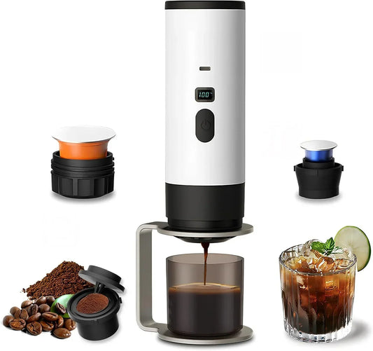 3-in-1 Portable Coffee Maker – Self-Heating Travel Espresso Machine Compatible