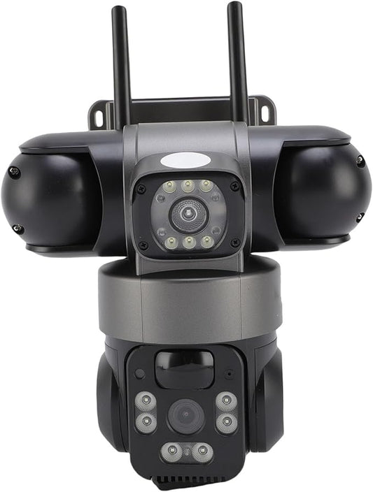 Triple Lens Security Camera, 4G Solar Power Outdoor Surveillance System, 3-Way 2MP HD