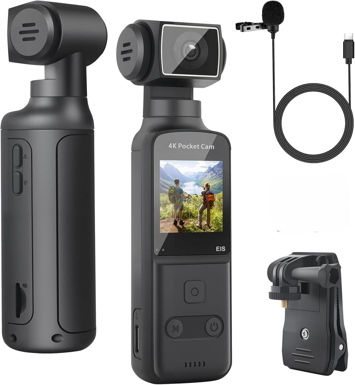 HandiCam 4K Body Camera with External Microphone – Rotation & Image Stabilization