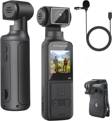 HandiCam 4K Body Camera with External Microphone – Rotation & Image Stabilization