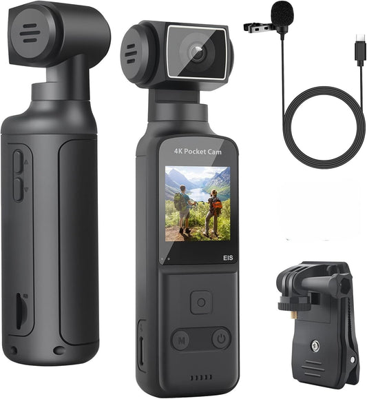 HandiCam 4K Body Camera with External Microphone – Rotation & Image Stabilization