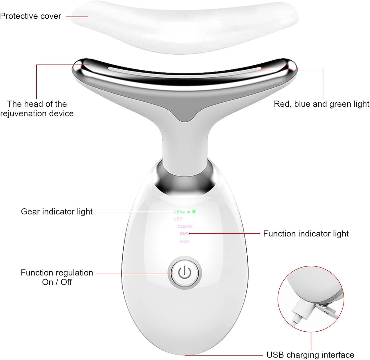 Skin Rejuvenation Beauty Device for Face & Neck, 3-in-1 Firming Wrinkle Removal Facial – Image 8