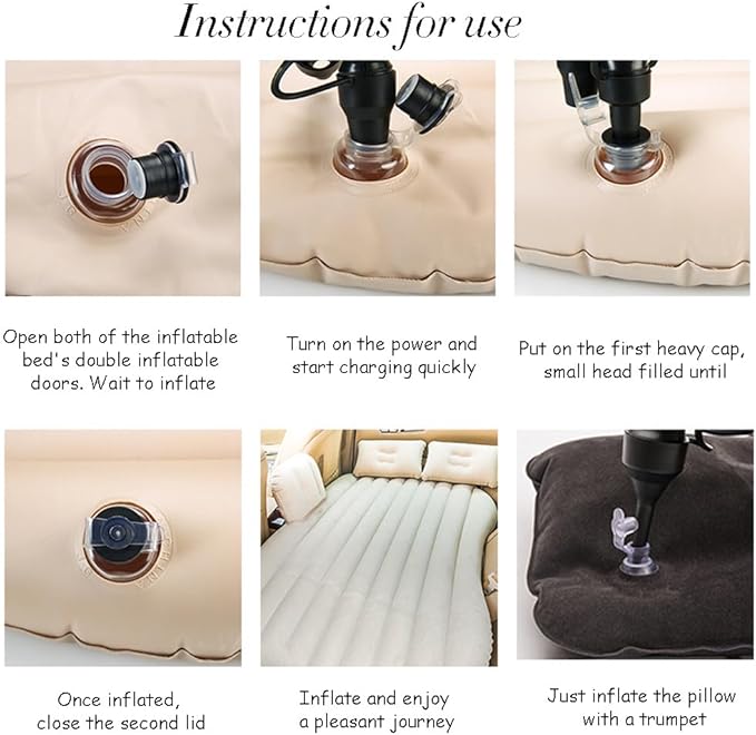 Car Travel Inflatable Mattress Air Bed – Auto Pump 2 Pillows GIFT – Image 3