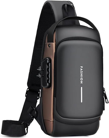 Men’s Anti-Theft Sling Bag – PU Leather Crossbody Shoulder Chest Bag