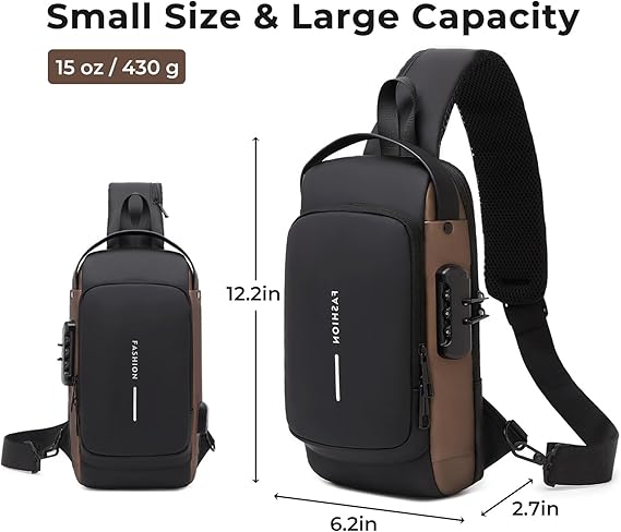 Men’s Anti-Theft Sling Bag – PU Leather Crossbody Shoulder Chest Bag – Image 7
