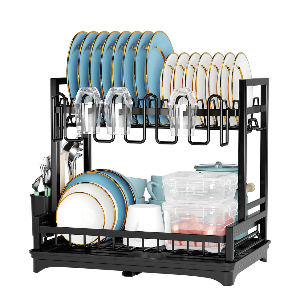 Premium Dish Drying Rack with Drain Tray & Utensil Holder – Anti-Rust Kitchen Organizer – Image 2
