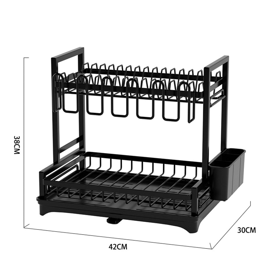 Premium Dish Drying Rack with Drain Tray & Utensil Holder – Anti-Rust Kitchen Organizer – Image 3