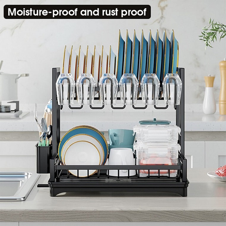 Premium Dish Drying Rack with Drain Tray & Utensil Holder – Anti-Rust Kitchen Organizer – Image 5