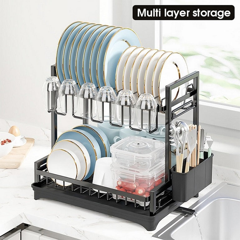 Premium Dish Drying Rack with Drain Tray & Utensil Holder – Anti-Rust Kitchen Organizer – Image 6