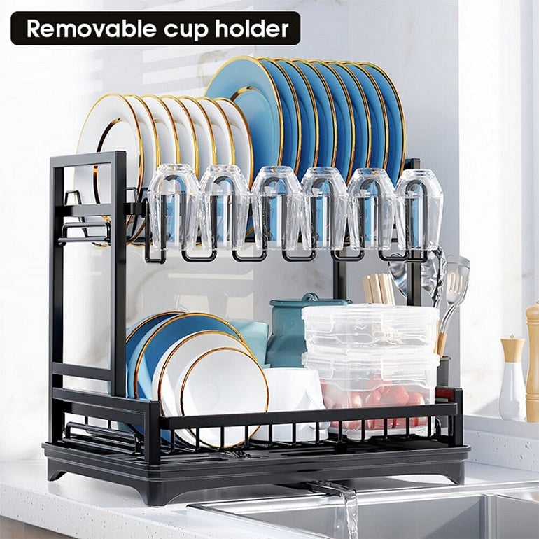 Premium Dish Drying Rack with Drain Tray & Utensil Holder – Anti-Rust Kitchen Organizer – Image 8
