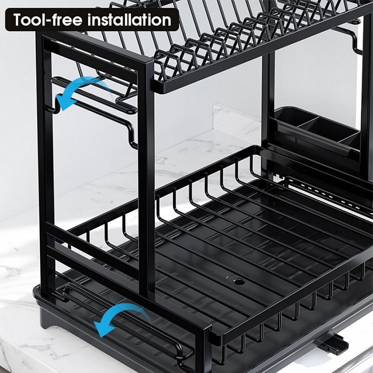 Premium Dish Drying Rack with Drain Tray & Utensil Holder – Anti-Rust Kitchen Organizer – Image 9