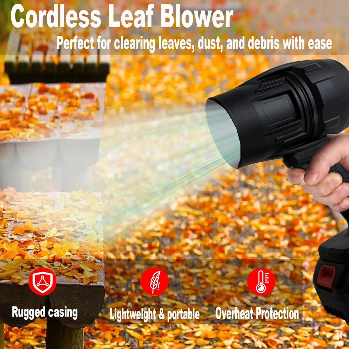 Cordless Leaf Blower, 35000 PA Handheld Electric Leaf Blower – Battery & Charger – Image 2