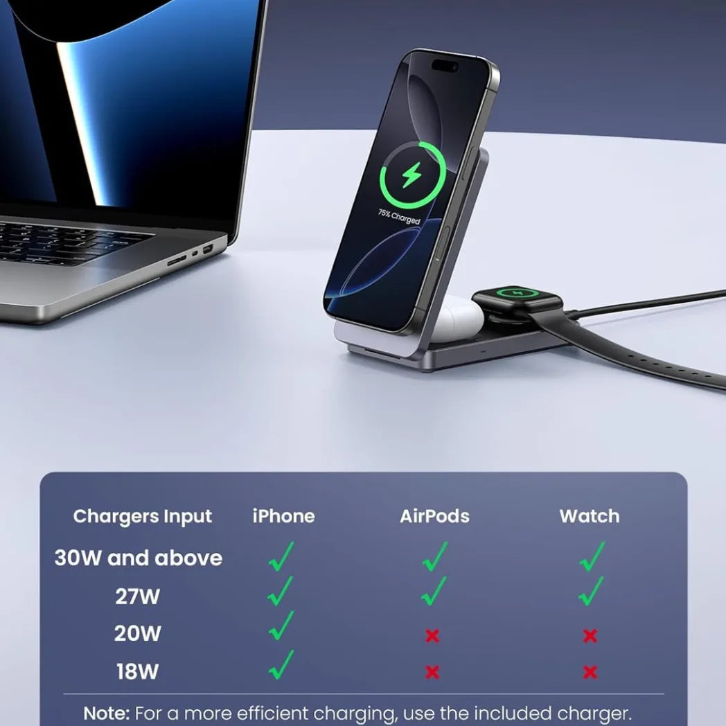 UGREEN 3-in-1 Magnetic Wireless Charger 15W Fast Magnetic Charging Station – Image 4