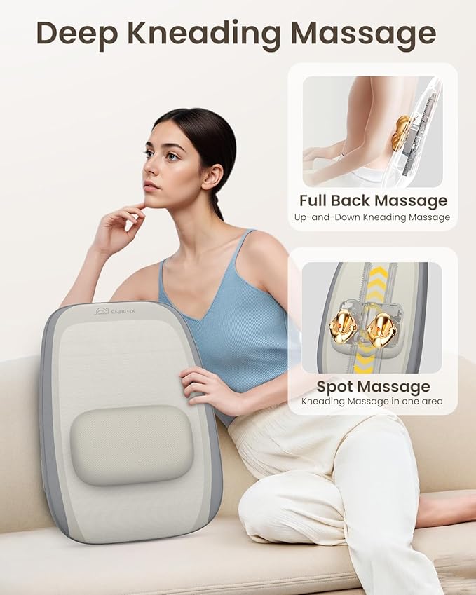 Snailax Shiatsu Neck & Back Massager with Heat – Deep Tissue Kneading Massage Cushion – Image 7