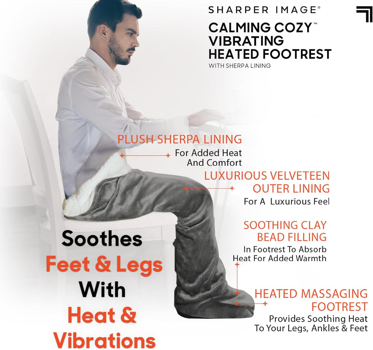 Calming Cozy Vibrating Heated Footrest with Sherpa Lining – Image 4
