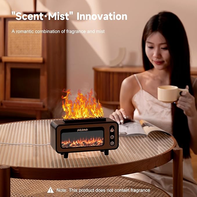 e-hooy Vintage Fireplace Aroma Diffuser (Woodgrain) – Image 2