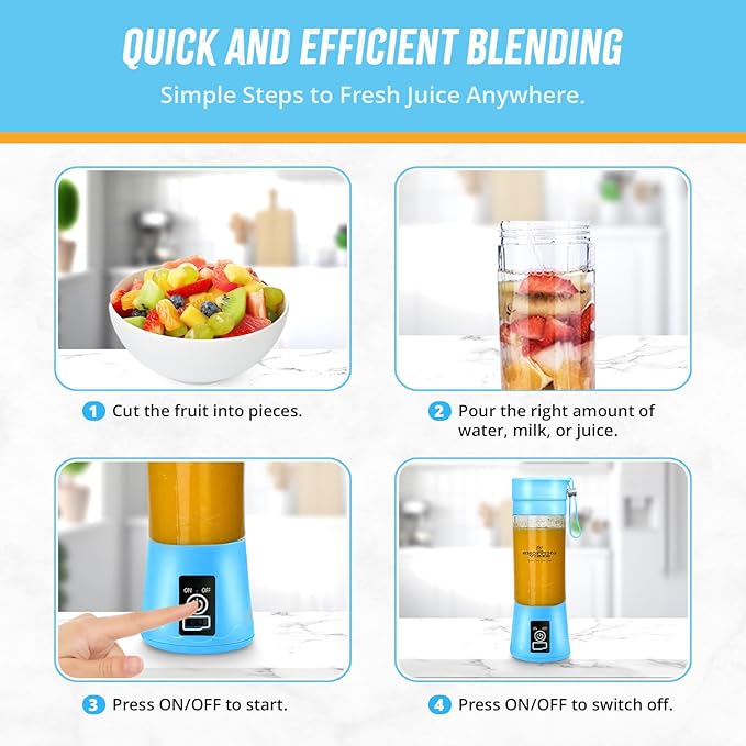 Set 2 Portable Wireless Blenders – 400ML, 6 Blades, With Strap – Image 2