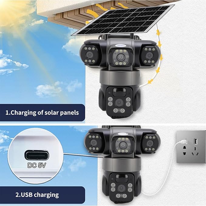 Triple Lens Security Camera, 4G Solar Power Outdoor Surveillance System, 3-Way 2MP HD – Image 7