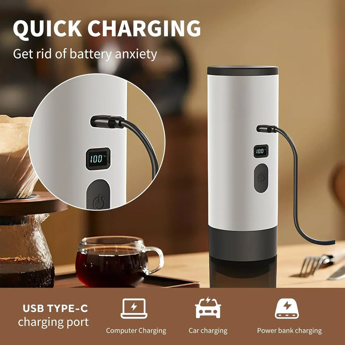3-in-1 Portable Coffee Maker – Self-Heating Travel Espresso Machine Compatible – Image 2