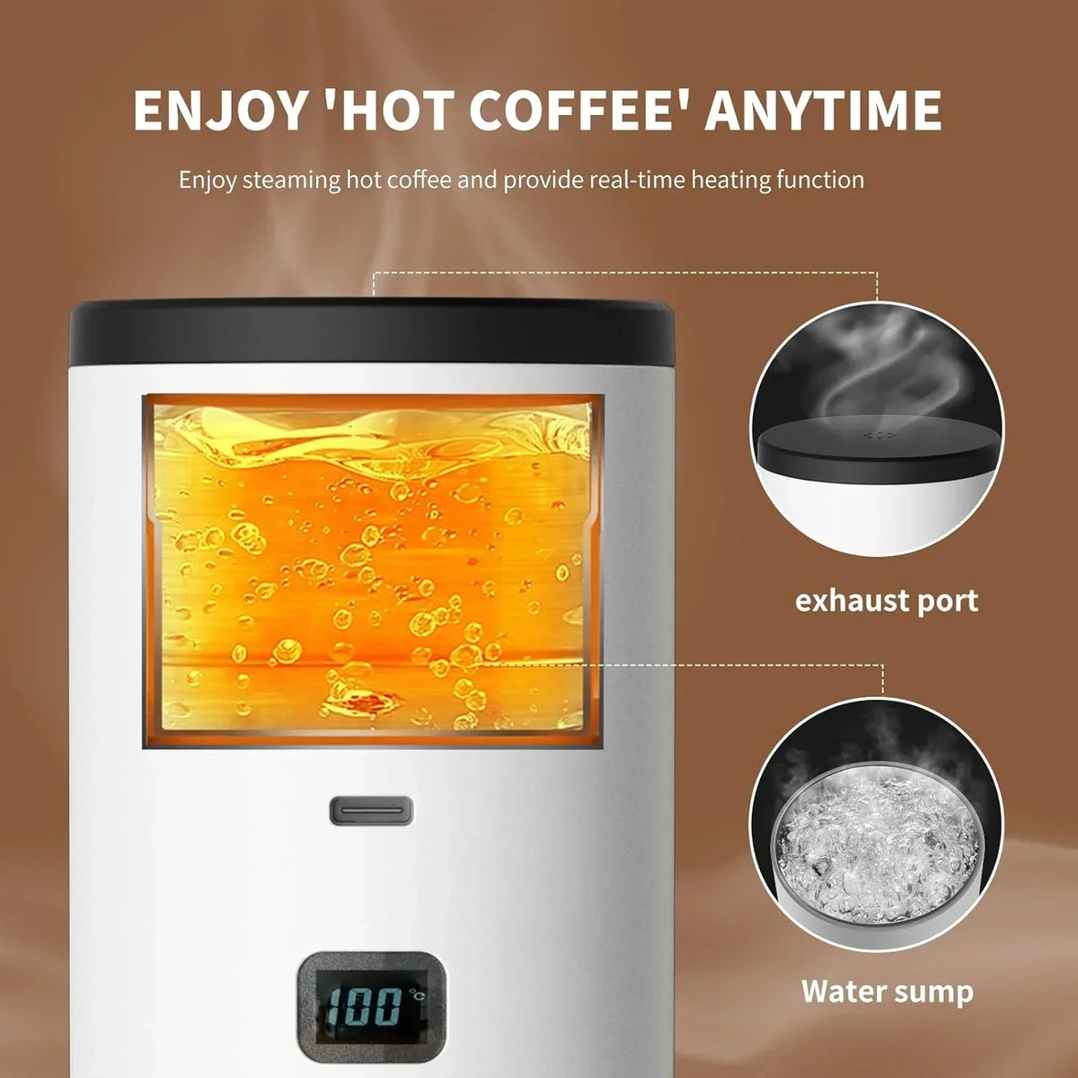 3-in-1 Portable Coffee Maker – Self-Heating Travel Espresso Machine Compatible – Image 4