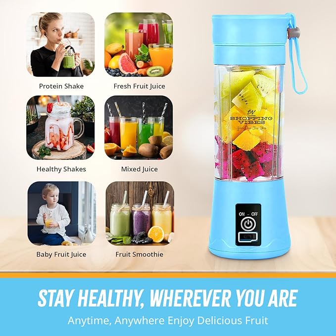 Set 2 Portable Wireless Blenders – 400ML, 6 Blades, With Strap – Image 5