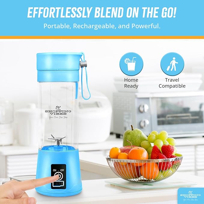 Set 2 Portable Wireless Blenders – 400ML, 6 Blades, With Strap