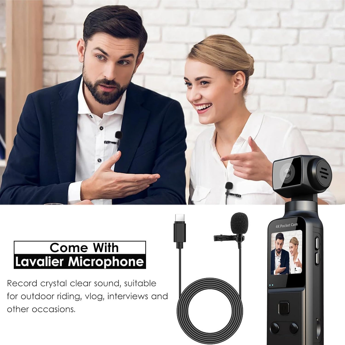 HandiCam 4K Body Camera with External Microphone – Rotation & Image Stabilization – Image 2