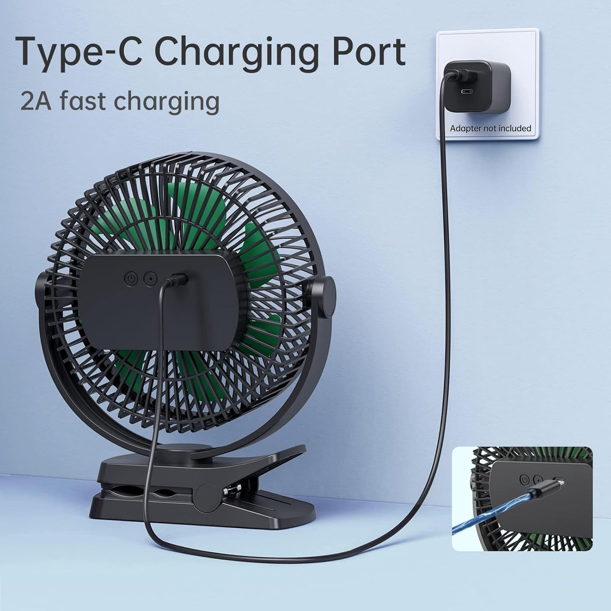 Portable 8.5" Clip Fan – 10, 000mAh, USB Rechargeable – Image 2