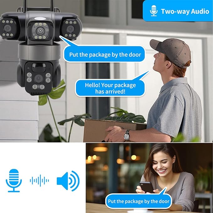 Triple Lens Security Camera, 4G Solar Power Outdoor Surveillance System, 3-Way 2MP HD – Image 9