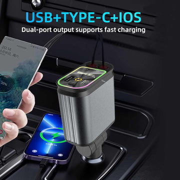 4 in 1 Car Charger, Starry Sky Projector, Retractable Car Charger, USB C Quick Charger