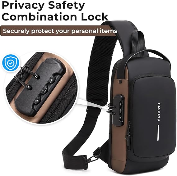 Men’s Anti-Theft Sling Bag – PU Leather Crossbody Shoulder Chest Bag – Image 5