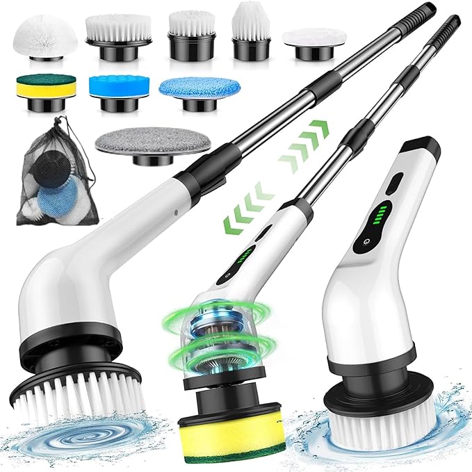 9-in-1 Multifunction Electric Cleaning Brush – Extendable Handle & Changeable Heads